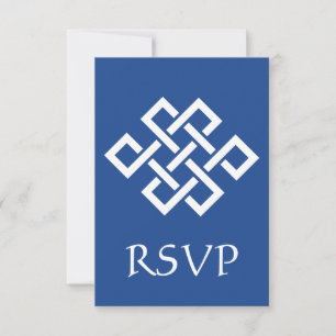 Cartão de RSVP Elegância Chinesa em Azul