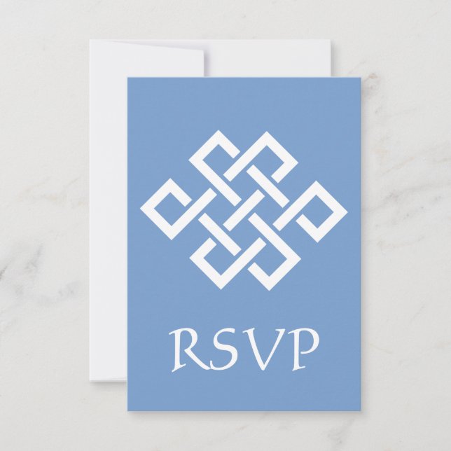 Cartão de RSVP Elegância Chinesa em Periwinkle (Frente)