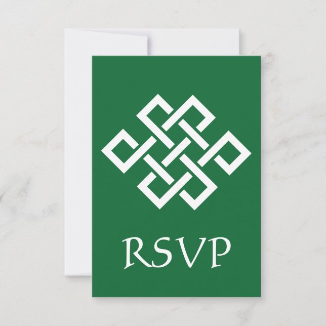 Cartão de RSVP Elegância Chinesa em Verde (Frente)