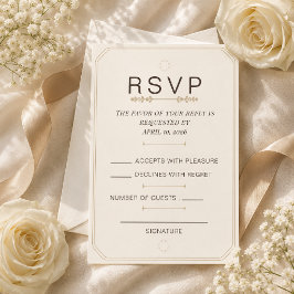 Cartão de RSVP Elegância Marfim Macio Editável