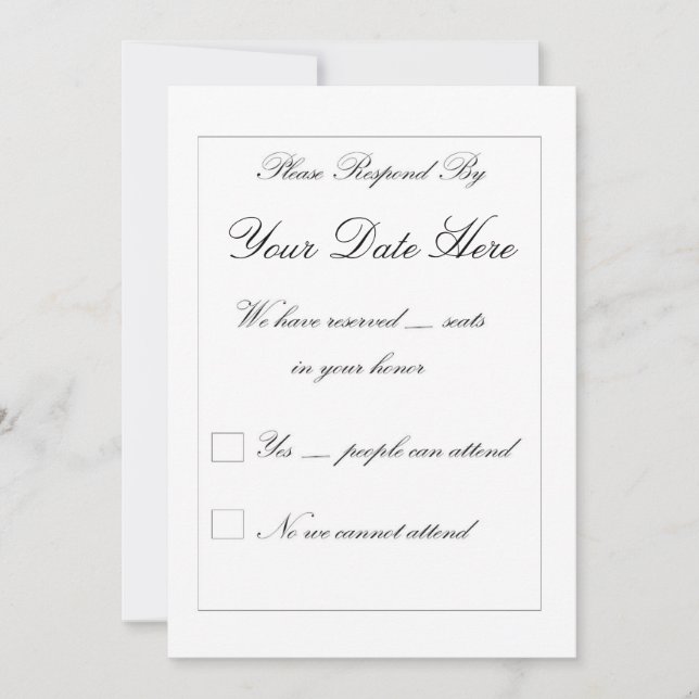 Cartão de RSVP Elegante (Frente)