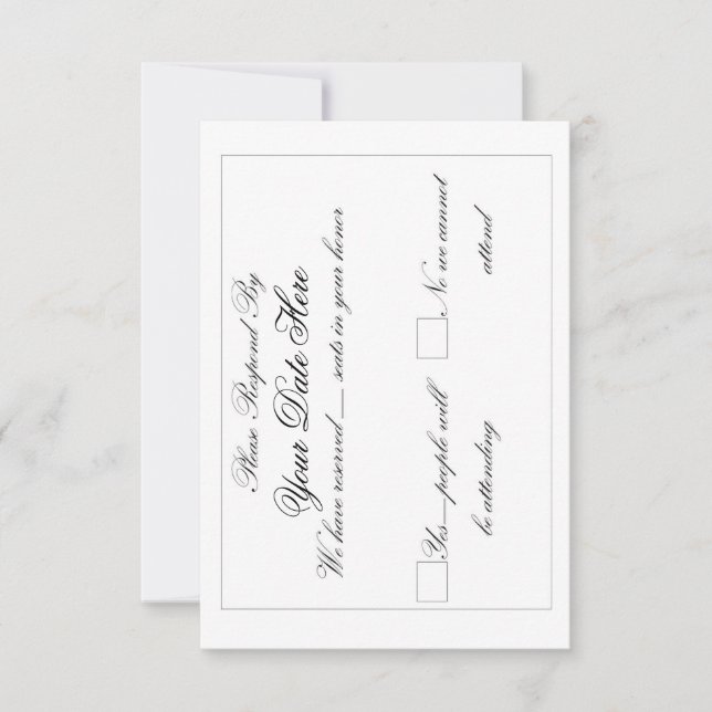 Cartão de RSVP Elegante e Longo (Frente)