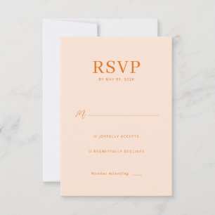 Cartão de RSVP Elegante Pêssego