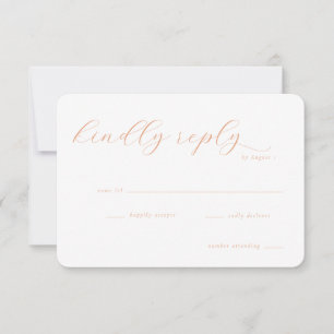 Cartão de RSVP Elegante Pêssego