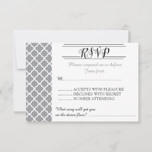 Cartão de RSVP Elegante Quatrefoil Coordenador