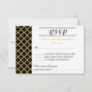 Cartão de RSVP Elegante Quatrefoil Coordenador