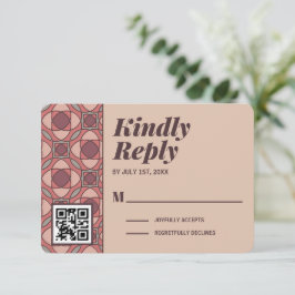 Cartão de RSVP em Terracota e Rosa Desbotado com C