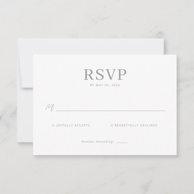 Cartão de RSVP em Tons de Cinza Elegante (Frente)