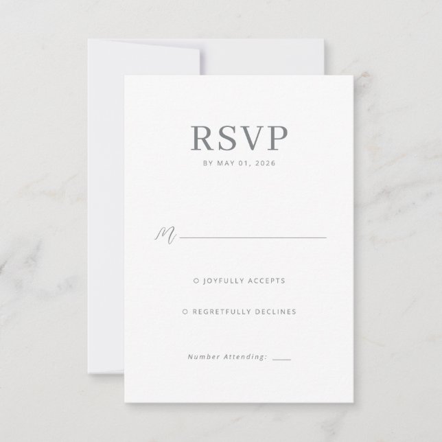 Cartão de RSVP em Tons de Cinza Elegante (Frente)