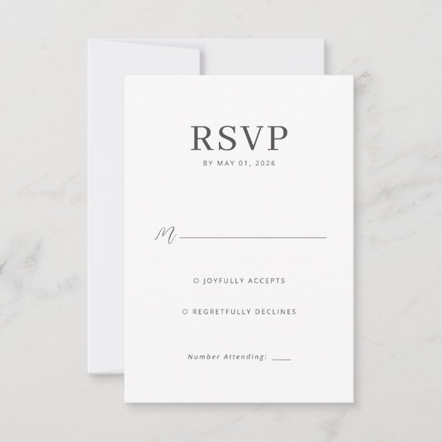 Cartão de RSVP em Tons de Cinza Elegante (Frente)