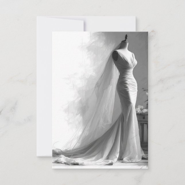 Cartão de RSVP Esboço Romântico – Casamento Elegan (Frente)