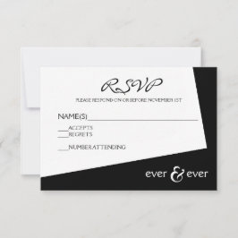 Cartão de RSVP Ever & Ever Preto e Branco Ângulo
