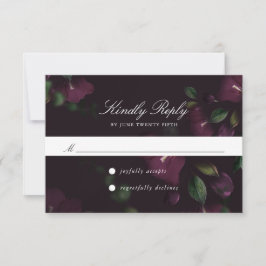 Cartão de RSVP Floral Ameixa Escura