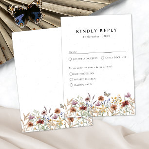 Cartão de RSVP Floral Boho Branco