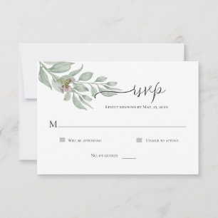 Cartão de RSVP Floral Chic Moderno Simples
