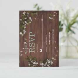 cartão de rsvp floral de marfim rústico
