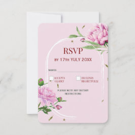 Cartão de RSVP Floral Elegante em Rosa Suave para 
