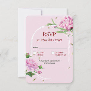 Cartão de RSVP Floral Elegante em Rosa Suave para