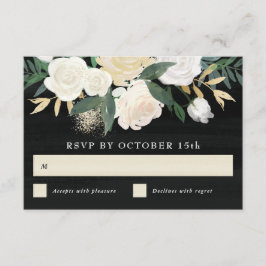 Cartão de RSVP Floral em Aquarela + Acento Dourado