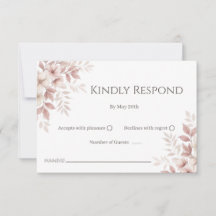 Cartão de RSVP Floral em Aquarela Rosa Bege