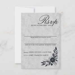 Cartão de RSVP Floral Preto Mal-humorado