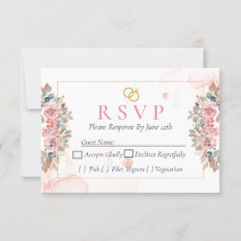 Cartão de RSVP floral rosa moderno