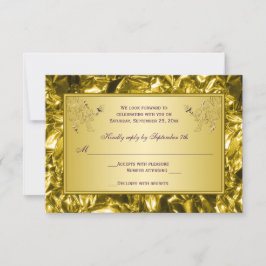 Cartão de RSVP Floral Roxo e Dourado