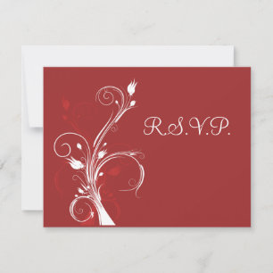 Cartão de RSVP Floral Vermelho e Branco