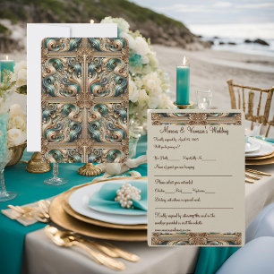 Cartão de RSVP Formal Pearl Coast Elegance