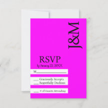 Cartão de RSVP Fuchsia Magenta Minimalista