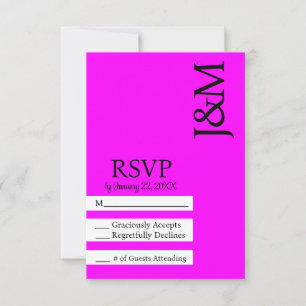Cartão de RSVP Fuchsia Magenta Minimalista