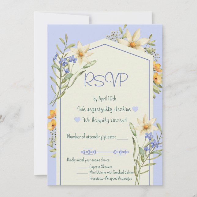 Cartão de RSVP Geométrico de Flores Silvestres Lil (Frente)
