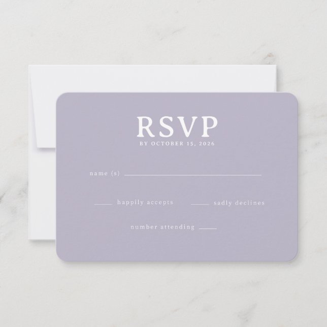 Cartão de RSVP Lavanda Elegante (Frente)