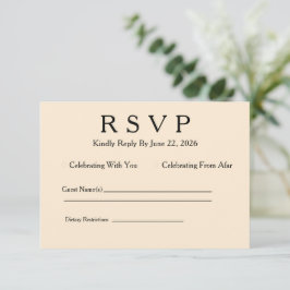 Cartão de RSVP Marfim Elegante Mínimo