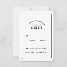 Cartão de RSVP Minimalista Moderna Simples