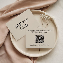 Cartão de RSVP Minimalista Moderno com Código QR M