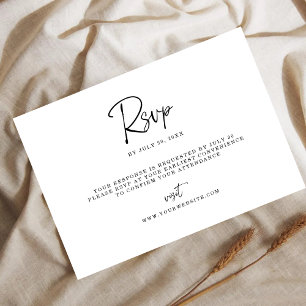 Cartão de RSVP Minimalista Moderno com Letra de Li