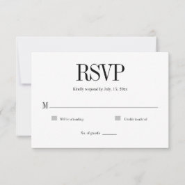 Cartão de RSVP Minimalista Moderno Preto e Branco