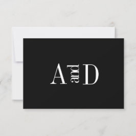 Cartão de RSVP Minimalista Moderno Preto e Branco