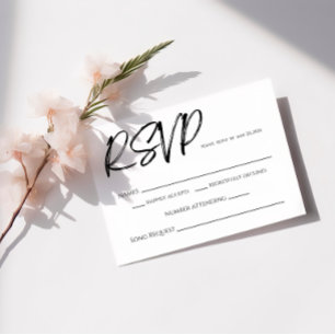 Cartão de RSVP Minimalista Moderno Preto e Branco