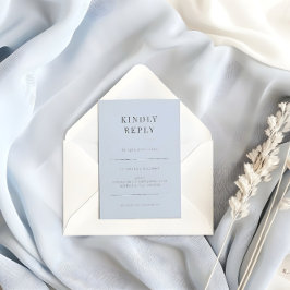 Cartão de RSVP Minimalista Tipografia Azul Desbota