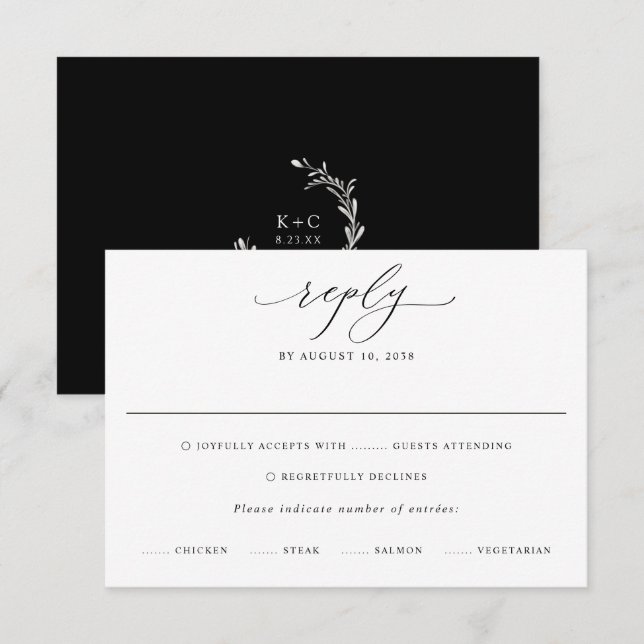 Cartão de RSVP Moderno Sofisticado para o Seu Casa (Frente/Verso)
