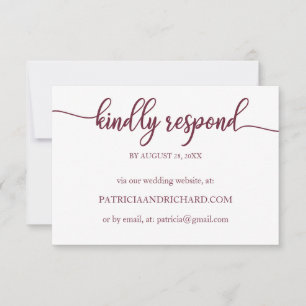 Cartão de RSVP Online de Casamento Caligrafia Burg