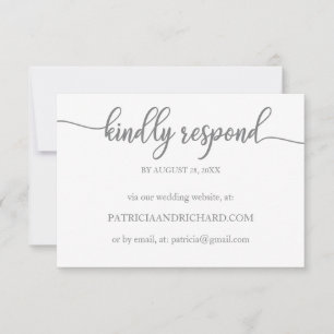 Cartão de RSVP Online de Casamento Caligrafia Cinz