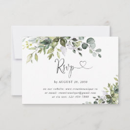 Cartão de RSVP Online de Casamento com Eucalipto