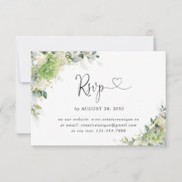 Cartão de RSVP Online de Casamento com Hortênsias 