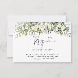 Cartão de RSVP Online de Casamento Floral Branco