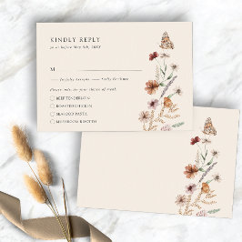 Cartão de RSVP para Refeição Rústica Boho