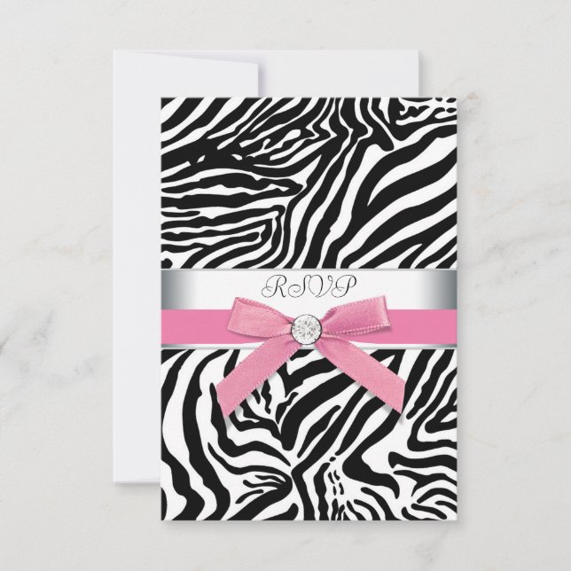 Cartão de RSVP Pink Zebra (Frente)