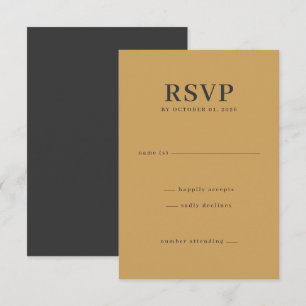 Cartão de RSVP Preto e Amarelo Elegante
